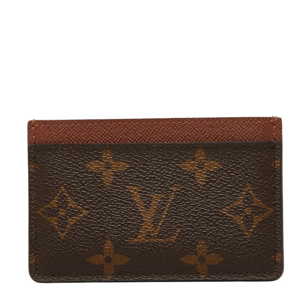 Louis Vuitton Monogram Porte Cartes Card Case Wallet Brown Leather